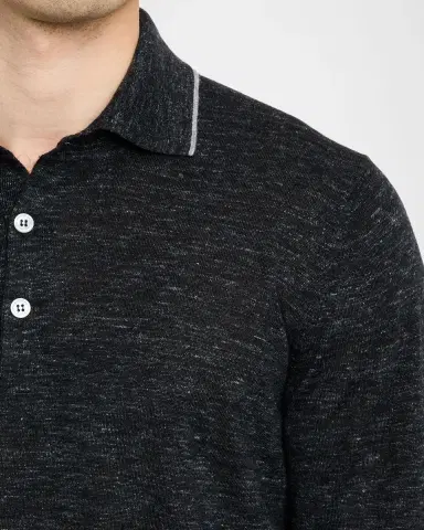 Brunello Cucinelli Men's Cashmere Tipped-Collar Polo Sweater | Thumbnail 4 Brunello Cucinelli Men's Cashmere Tipped-Collar Polo Sweater | Thumbnail 4