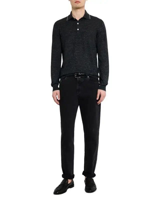 Brunello Cucinelli Men 's Cashmere Tipped-Collar Polo Sweater