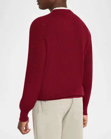 Brunello Cucinelli Men's Cotton Rib Crewneck Sweater | Thumbnail 2 Brunello Cucinelli Men's Cotton Rib Crewneck Sweater | Thumbnail 2