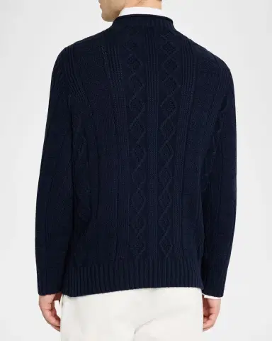 Brunello Cucinelli Men's Cotton Cable Knit Crewneck Sweater | Thumbnail 2 Brunello Cucinelli Men's Cotton Cable Knit Crewneck Sweater | Thumbnail 2