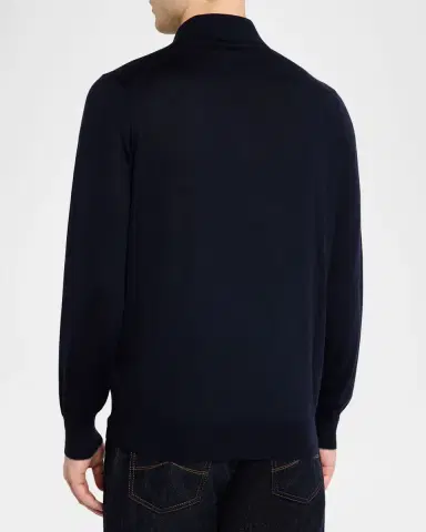 Brunello Cucinelli Men's Cashmere Knit Polo Sweater | Thumbnail 2 Brunello Cucinelli Men's Cashmere Knit Polo Sweater | Thumbnail 2