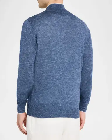 Brunello Cucinelli Men's Cashmere Knit Quarter-Zip Sweater | Thumbnail 2