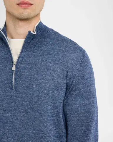 Brunello Cucinelli Men's Cashmere Knit Quarter-Zip Sweater | Thumbnail 4