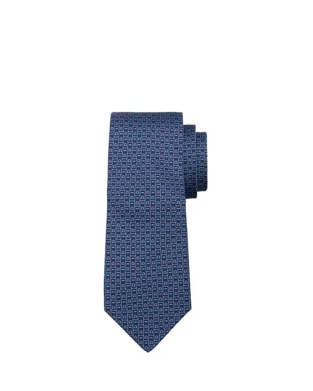 Ferragamo Men 's Gancini Monogram-Print Silk Tie