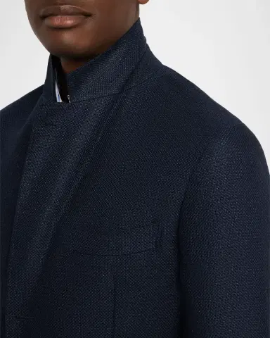 Brunello Cucinelli Men 's Linen and Wool Single-Breasted Jacket | Thumbnail 6