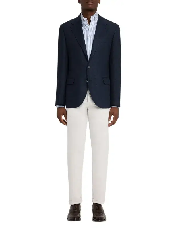 Men 's Linen and Wool Single-Breasted Jacket