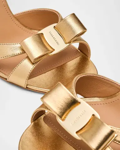 Ferragamo 95mm Roxy Metallic Leather Bow Pumps | Thumbnail 4