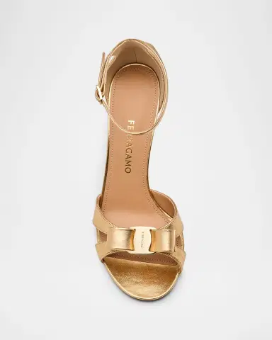 Ferragamo 95mm Roxy Metallic Leather Bow Pumps | Thumbnail 5