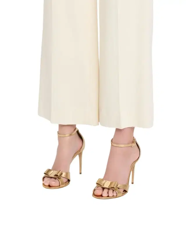 Ferragamo 95mm Roxy Metallic Leather Bow Pumps