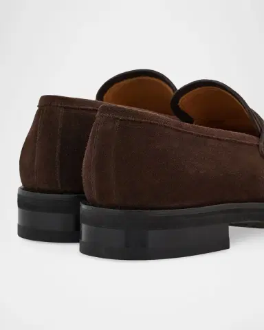 Ferragamo Men's Stefano Scratch-Resistant Suede Penny Loafers | Thumbnail 4 Ferragamo Men's Stefano Scratch-Resistant Suede Penny Loafers | Thumbnail 4