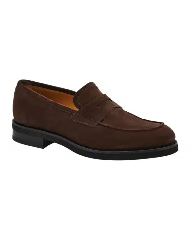 Ferragamo Men's Stefano Scratch-Resistant Suede Penny Loafers | Thumbnail 1 Ferragamo Men's Stefano Scratch-Resistant Suede Penny Loafers | Thumbnail 1