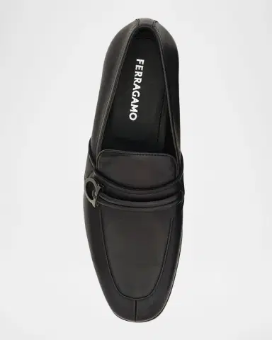 Ferragamo Men's Leather Side-Gancio Loafers | Thumbnail 2 Ferragamo Men's Leather Side-Gancio Loafers | Thumbnail 2