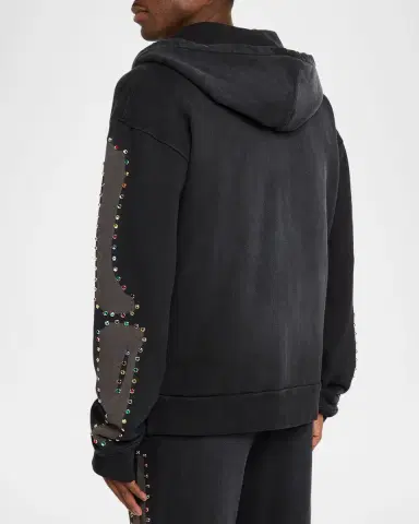Alchemist Men's Rhinestone-Embellished Bones Zip-Up Hoodie | Thumbnail 2 Alchemist Men's Rhinestone-Embellished Bones Zip-Up Hoodie | Thumbnail 2