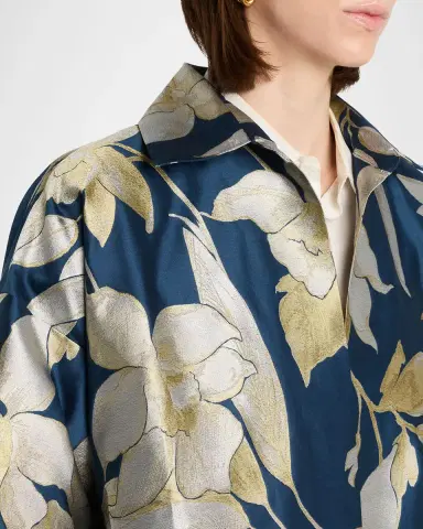 Eskandar Sloped-Shoulder Wide A-Line Open Jacket | Thumbnail 4 Eskandar Sloped-Shoulder Wide A-Line Open Jacket | Thumbnail 4