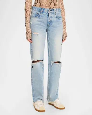 Moussy Vintage Distressed Straight Low-Rise Jeans | Thumbnail 3