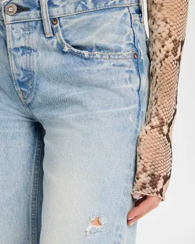 Moussy Vintage Distressed Straight Low-Rise Jeans | Thumbnail 4