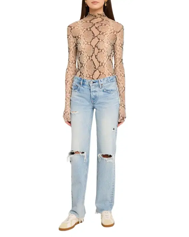 MOUSSY VINTAGE Distressed Straight Low-Rise Jeans