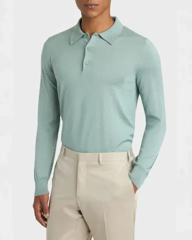 Brioni Men's Cashmere-Silk Polo Sweater | Thumbnail 3