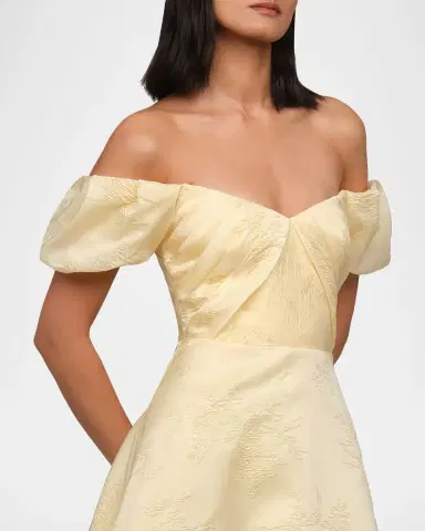 THEIA Mel Off-Shoulder Jacquard Midi Dress | Thumbnail 4 THEIA Mel Off-Shoulder Jacquard Midi Dress | Thumbnail 4