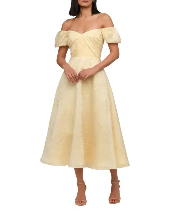 Mel Off-Shoulder Jacquard Midi Dress