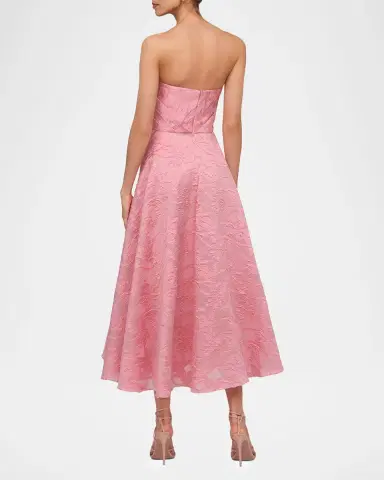 THEIA Soraya Strapless Fil Coupe Midi Dress | Thumbnail 2