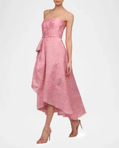 THEIA Soraya Strapless Fil Coupe Midi Dress | Thumbnail 3