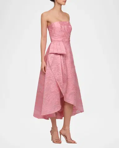 THEIA Soraya Strapless Fil Coupe Midi Dress | Thumbnail 5