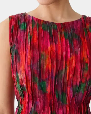 Lafayette 148 New York Pintuck Blossom-Print Cotton Midi Dress | Thumbnail 3