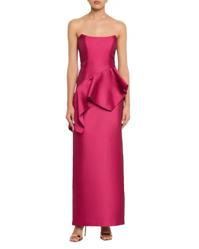 Pebble Gazar Strapless Gown