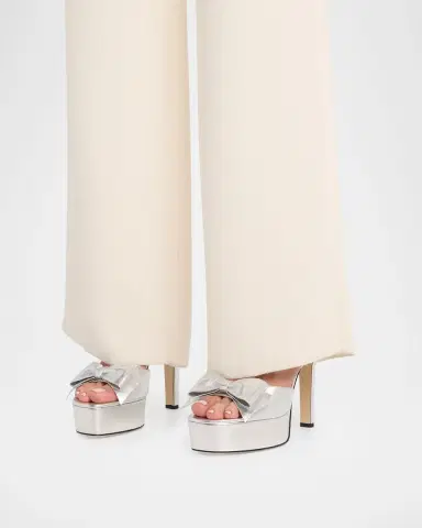 Valentino Garavani 130mm Bowow Metallic Leather Platform Sandals | Thumbnail 2 Valentino Garavani 130mm Bowow Metallic Leather Platform Sandals | Thumbnail 2