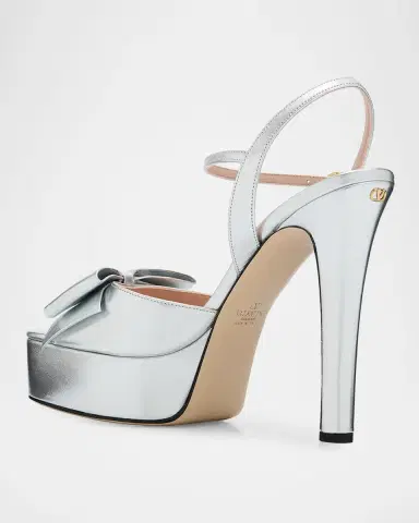 Valentino Garavani 130mm Bowow Metallic Leather Platform Sandals | Thumbnail 4 Valentino Garavani 130mm Bowow Metallic Leather Platform Sandals | Thumbnail 4