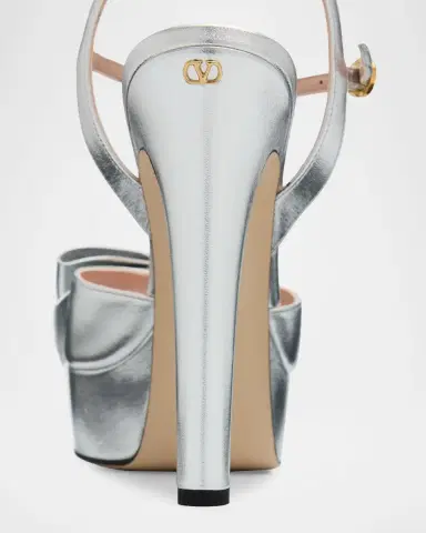 Valentino Garavani 130mm Bowow Metallic Leather Platform Sandals | Thumbnail 5 Valentino Garavani 130mm Bowow Metallic Leather Platform Sandals | Thumbnail 5