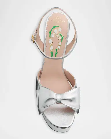 Valentino Garavani 130mm Bowow Metallic Leather Platform Sandals | Thumbnail 6 Valentino Garavani 130mm Bowow Metallic Leather Platform Sandals | Thumbnail 6