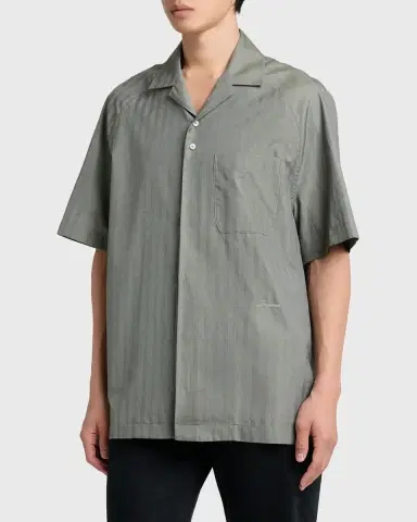 Jacquemus Men's Cotton Herringbone Short-Sleeve Shirt | Thumbnail 3 Jacquemus Men's Cotton Herringbone Short-Sleeve Shirt | Thumbnail 3