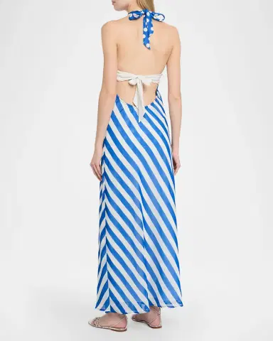 Solid & Striped The Brisa Striped Halter Maxi Dress | Thumbnail 2