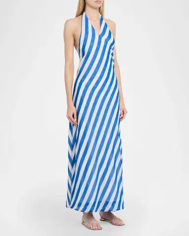 Solid & Striped The Brisa Striped Halter Maxi Dress | Thumbnail 3