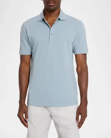 Frescobol Carioca Men's Luca Cotton Pique Polo Shirt | Thumbnail 3
