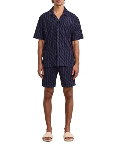 Frescobol Carioca Men's Roberto Terry Cotton Short-Sleeve Shirt | Thumbnail 1 Frescobol Carioca Men's Roberto Terry Cotton Short-Sleeve Shirt | Thumbnail 1