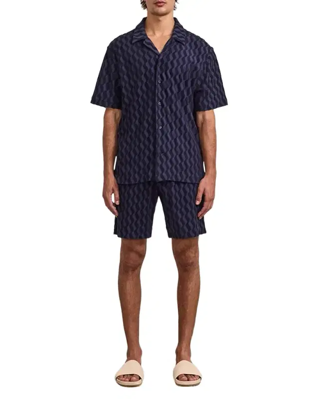 Frescobol Carioca Men 's Roberto Terry Cotton Short-Sleeve Shirt