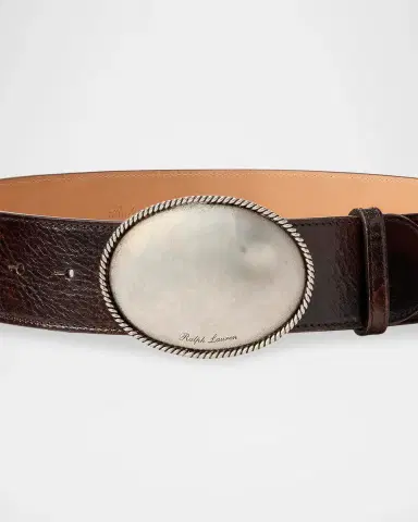 Ralph Lauren Collection Plaque-Buckle Distressed Wide Belt | Thumbnail 4 Ralph Lauren Collection Plaque-Buckle Distressed Wide Belt | Thumbnail 4