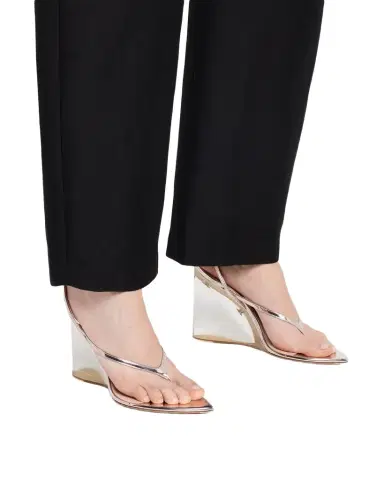 Alaïa Mirrored Leather Invisible Wedge Thong Sandals | Thumbnail 1 Alaïa Mirrored Leather Invisible Wedge Thong Sandals | Thumbnail 1