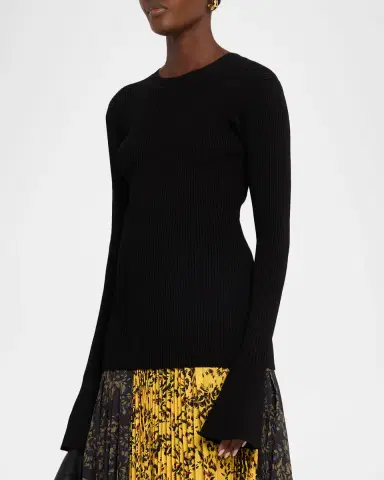 Proenza Schouler Nir Bell Sleeve Ribbed Sweater | Thumbnail 3 Proenza Schouler Nir Bell Sleeve Ribbed Sweater | Thumbnail 3