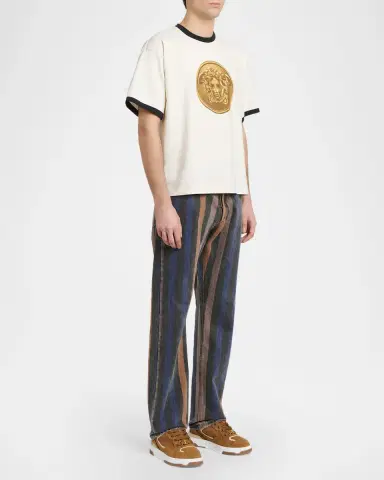 Versace Men's Suede La Geeca Mid-Top Sneakers | Thumbnail 2