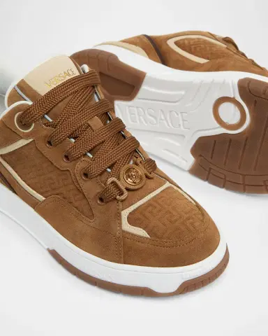 Versace Men's Suede La Geeca Mid-Top Sneakers | Thumbnail 4