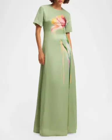 LEO LIN Alice Floral Short-Sleeve Maxi Dress | Thumbnail 3 LEO LIN Alice Floral Short-Sleeve Maxi Dress | Thumbnail 3