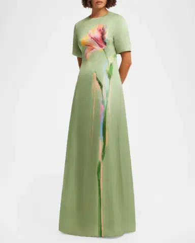 LEO LIN Alice Floral Short-Sleeve Maxi Dress | Thumbnail 5 LEO LIN Alice Floral Short-Sleeve Maxi Dress | Thumbnail 5