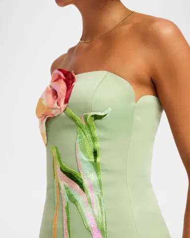 LEO LIN Marilyn Embroidered Cutout Bustier Maxi Dress | Thumbnail 4
