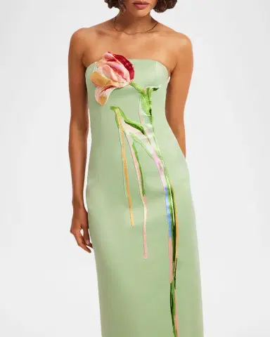 LEO LIN Marilyn Embroidered Cutout Bustier Maxi Dress | Thumbnail 6