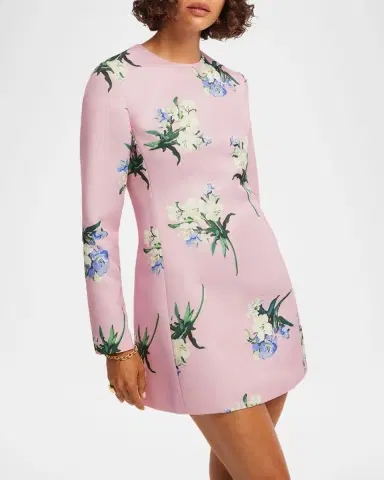 LEO LIN Aliza Floral Long-Sleeve Mini Dress | Thumbnail 3