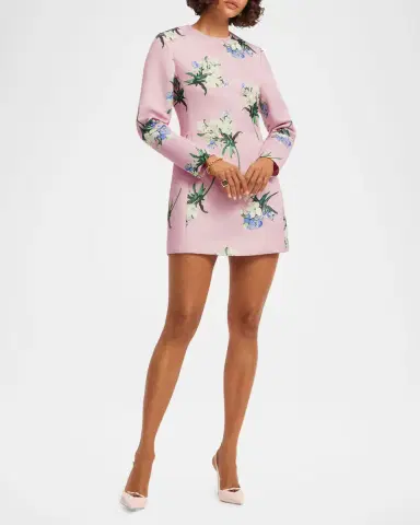 LEO LIN Aliza Floral Long-Sleeve Mini Dress | Thumbnail 5